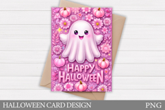 Cute Halloween Card Printable. Halloween Ghost Card Design Product Image 1