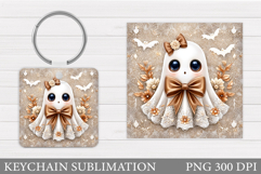 Cute Ghost Keychain Design. Cute Halloween Keychain Product Image 1
