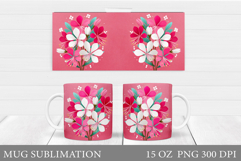 Flowers Mug Sublimation. Floral Mug Wrap Design Product Image 1