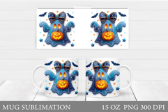 Denim Ghost Mug Sublimation. Halloween Mug Design Product Image 1