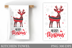 Reindeer Kitchen Towel. Christmas Kitchen Towel Design Product Image 1