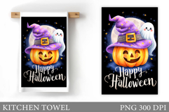 Halloween Pumpkin Kitchen Towel. Halloween Sublimation Product Image 1