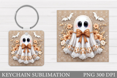 Halloween Ghost Keychain. Halloween Keychain Sublimation Product Image 1