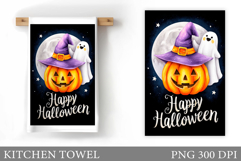 Scary Pumpkin Kitchen Towel. Halloween Kitchen Towel Design Product Image 1