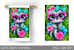 Raccoon Kitchen Towel Design. Cute Raccoon Sublimation Product Image 1