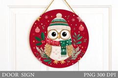 Christmas Owl Door Sign. Christmas Door Sign Design Product Image 1