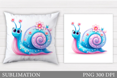 Cute Snail Pillow Design. Cute Snail Sublimation Product Image 1