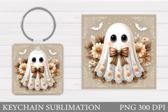 Halloween Keychain Sublimation. Ghost Keychain Design Product Image 1