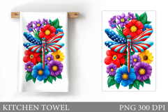 Patriotic Dragonfly Kitchen Towel. Patriotic Kitchen Towel Product Image 1
