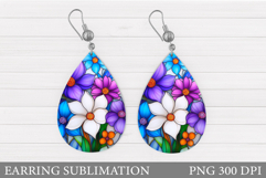 Floral Earring Sublimation. Flowers Earring Design Product Image 1