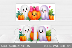 Cute Ghost Mug Design. Halloween Mug Sublimation Product Image 1