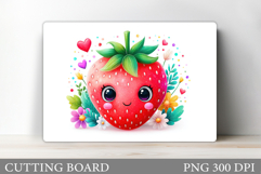 Cute Strawberry Cutting Board. Cute Strawberry Sublimation Product Image 1