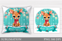 Christmas Deer Pillow Design. Christmas Pillow Sublimation Product Image 1