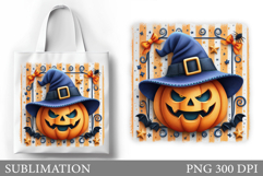 Halloween Pumpkin Sublimation. Cute Pumpkin Tote Bag Design Product Image 1