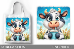 Cute Cow Tote Bag Design. Cute Cow Sublimation Product Image 1