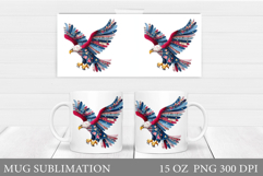 Patchwork Eagle Mug Design. Patriotic Mug Sublimation Product Image 1