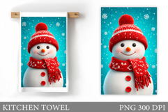 Snowman Kitchen Towel Design. Christmas Kitchen Towel Product Image 1