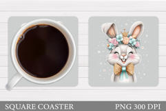 Cute Bunny Coaster Design. Cute Bunny Sublimation Product Image 1