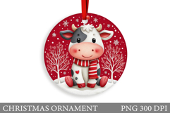 Cute Cow Christmas Ornament. Christmas Ornament Sublimation Product Image 1