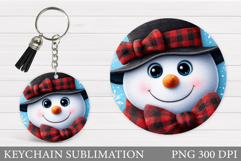 Cute Snowman Keychain Design. Christmas Keychain Sublimation Product Image 1