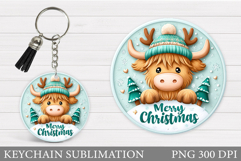 Christmas Cow Keychain. Christmas Keychain Sublimation Product Image 1