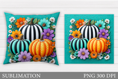 Pumpkin Pillow Design. Flowers Pillow Sublimation Product Image 1