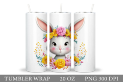 Cute Bunny Tumbler Design. Bunny Sublimation Product Image 1