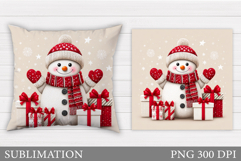 Christmas Snowman Pillow. Christmas Pillow Design Product Image 1