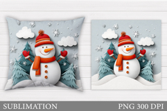 Christmas Snowman Pillow. Christmas Pillow Design Product Image 1