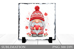 Valentines Gnome Sublimation. Valentines Slate Design Product Image 1