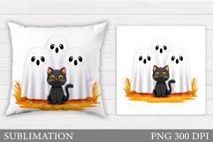 Halloween Ghost Pillow Design. Cute Ghost Sublimation Product Image 1