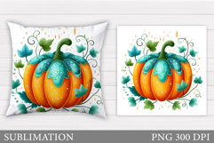 Fall Pumpkin Pillow Design. Fall Pillow Sublimation Product Image 1