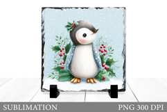 Christmas Penguin Slate Design. Cute Penguin Sublimation Product Image 1