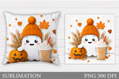 Halloween Ghost Pillow Design. Cute Ghost Sublimation Product Image 1