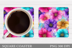 Floral Coaster Design. Flowers Coaster Sublimation Product Image 1