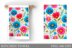 Floral Kitchen Towel Design. Flowers Kitchen Towel Product Image 1