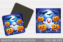 Cute Ghost Magnet Design. Halloween Magnet Sublimation Product Image 1