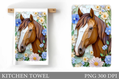 Horse Kitchen Towel Design. Cute Horse Sublimation Product Image 1