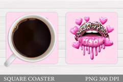 Lips Coaster Design. Valentine Coaster Sublimation Product Image 1
