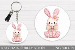 Cute Bunny Keychain Design. Cute Bunny Sublimation Product Image 1