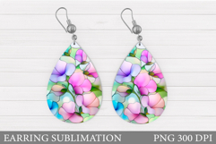 Floral Earring Sublimation. Flowers Earring Design Product Image 1