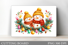 Cute Snowman Cutting Board. Christmas Cutting Board Design Product Image 1