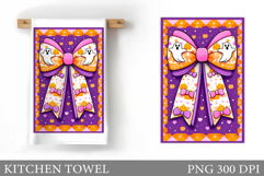 Halloween Bow Kitchen Towel. Halloween Bow Sublimation Product Image 1