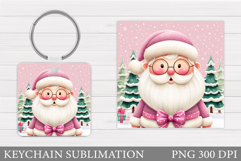 Cute Santa Claus Keychain. Christmas Keychain Sublimation Product Image 1