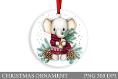 Cute Elephant Christmas Ornament. Cute Elephant Sublimation Product Image 1