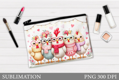 Valentines Chicken Cosmetics Bag. Valentines Makeup Bag Product Image 1