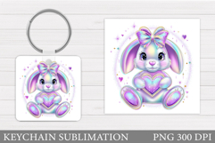 Cute Bunny Keychain Design. Valentines Bunny Keychain Product Image 1