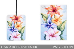 Tropical Flowers Car Air Freshener. Car Air Freshener Design Product Image 1