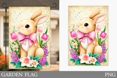 Summer Bunny Garden Flag. Spring Garden Flag Sublimation Product Image 1