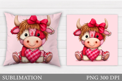 Valentines Cow Pillow. Valentines Pillow Sublimation Product Image 1